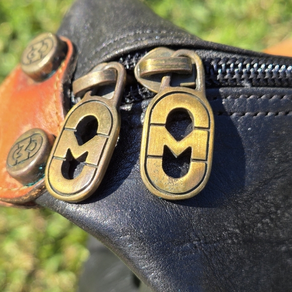 Marino Orlandi Duffle Weekender Travel Bag Italy Leather Black Brown 24x13x10" - Picture 10 of 15